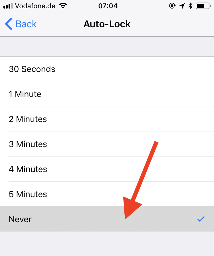 iPhone Auto-Lock settings
